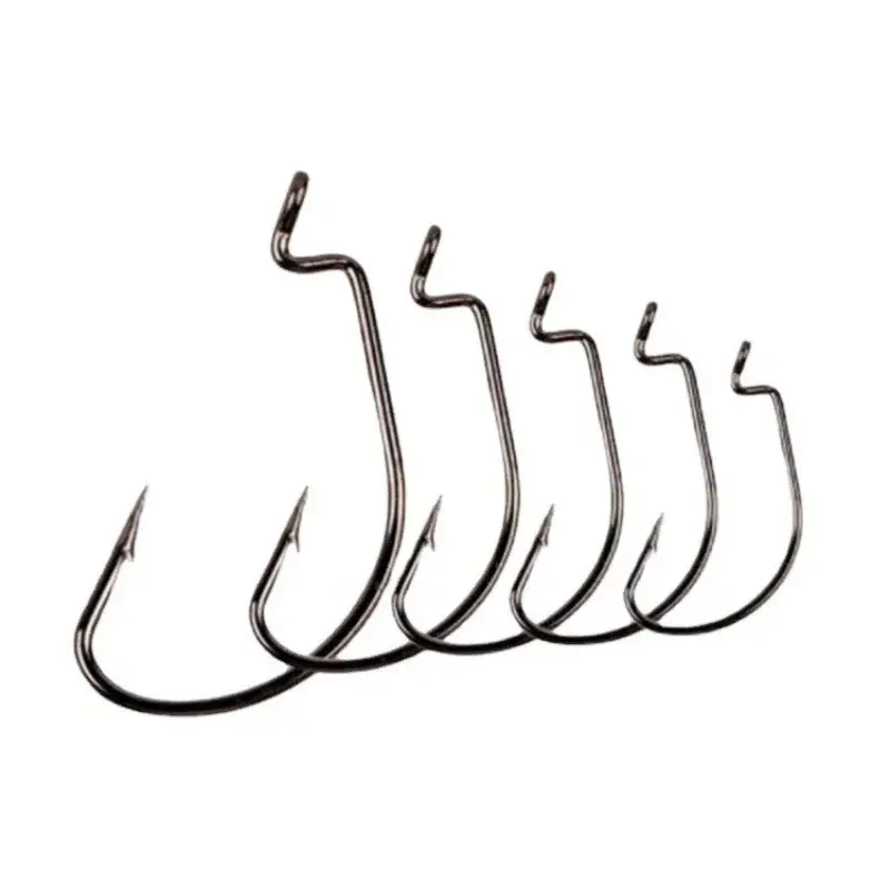 50Pcs/Box Jig Crank Barbed Hooks High Carbon Steel Wide Gap Fishhook for Soft Worm Baits Freshwater Saltwater Fishing Gear