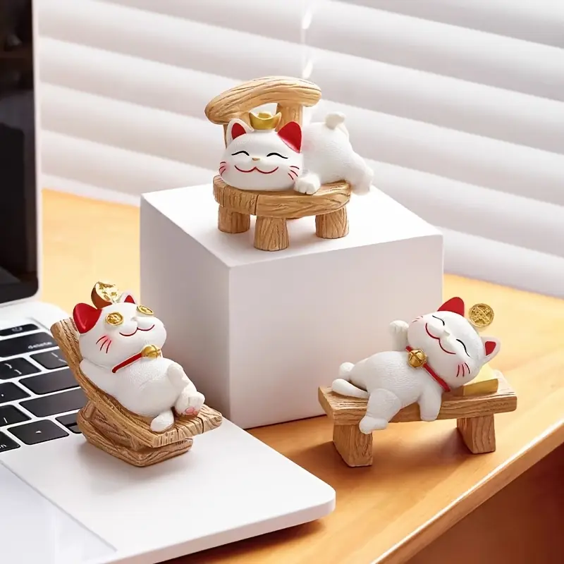 Lying down to win, attract wealth, cat small ornaments, cute cats, office desktop decorations, workstations, home ornaments