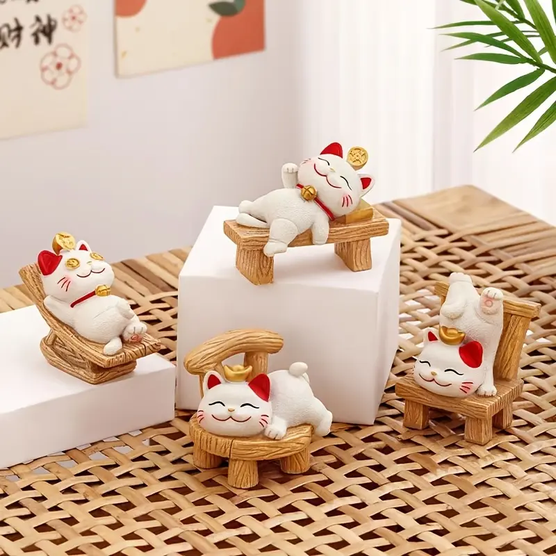 Lying down to win, attract wealth, cat small ornaments, cute cats, office desktop decorations, workstations, home ornaments