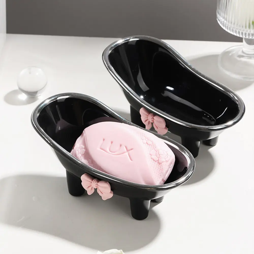 1pc Adorable bow-tie soap box, creative bathtub-shaped soap holder.