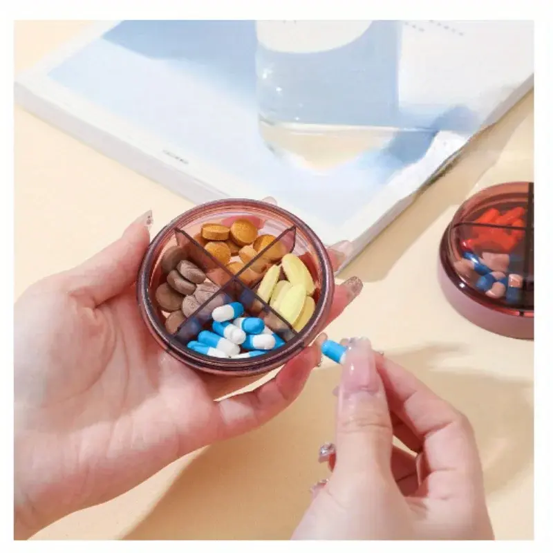 1PC Portable Pill Box, Household Moisture-proof Four-color Classification Divided Pill Carry-on Storage Box