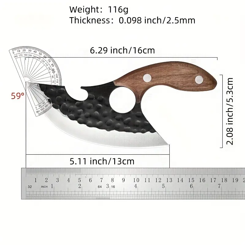 1pc Forged and tempered small curved knife, multi-functional meat cutting and fish gutting knife.