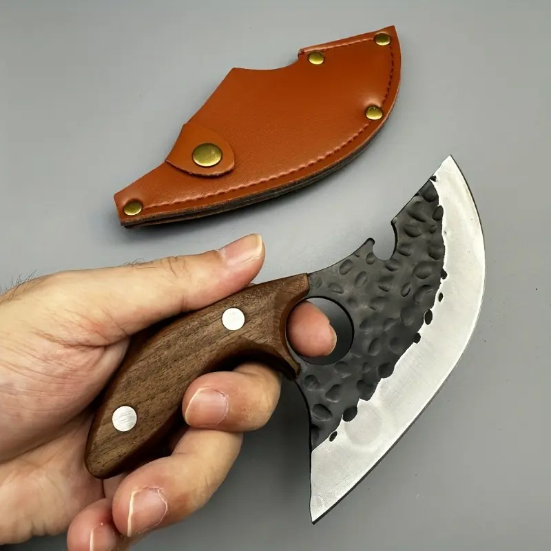 1pc Forged and tempered small curved knife, multi-functional meat cutting and fish gutting knife.