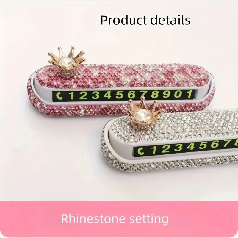 1PC High end diamond studded temporary parking sign for cars, creative phone number sign