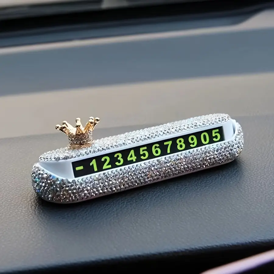 1PC High end diamond studded temporary parking sign for cars, creative phone number sign