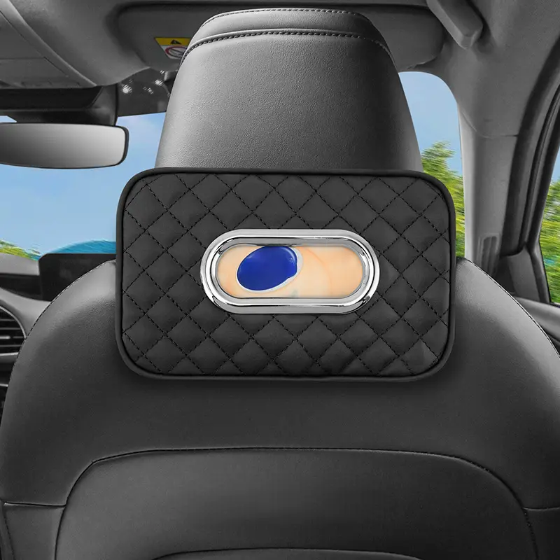 1PC Car mounted tissue box with straps, car use paper box, leather sun visor, paper box, car interior accessories