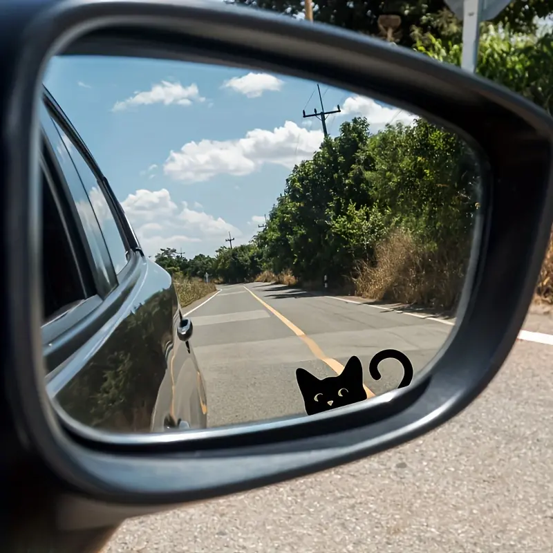 4PCS Car rearview mirror peeking at cat, stealing glances, funny stickers, cartoon decorative stickers