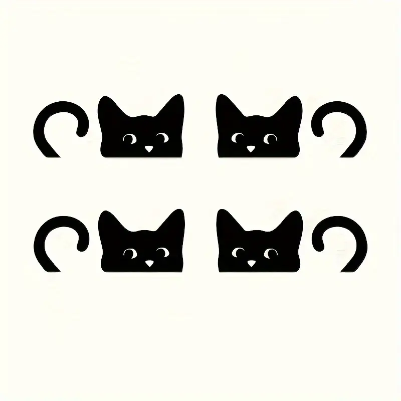 4PCS Car rearview mirror peeking at cat, stealing glances, funny stickers, cartoon decorative stickers