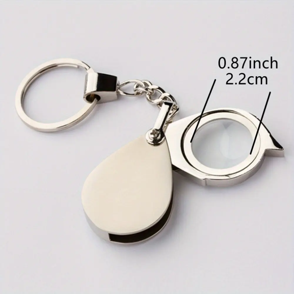 1PC Metal keychain magnifying glass high-definition glass portable foldable