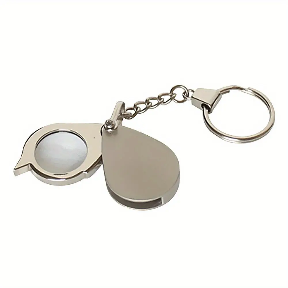 1PC Metal keychain magnifying glass high-definition glass portable foldable