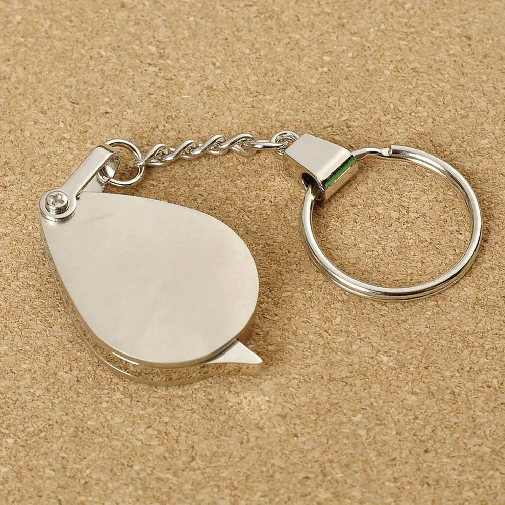 1PC Metal keychain magnifying glass high-definition glass portable foldable