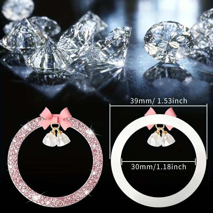 1PC Car one click start decoration sticker interior button inlaid with diamonds