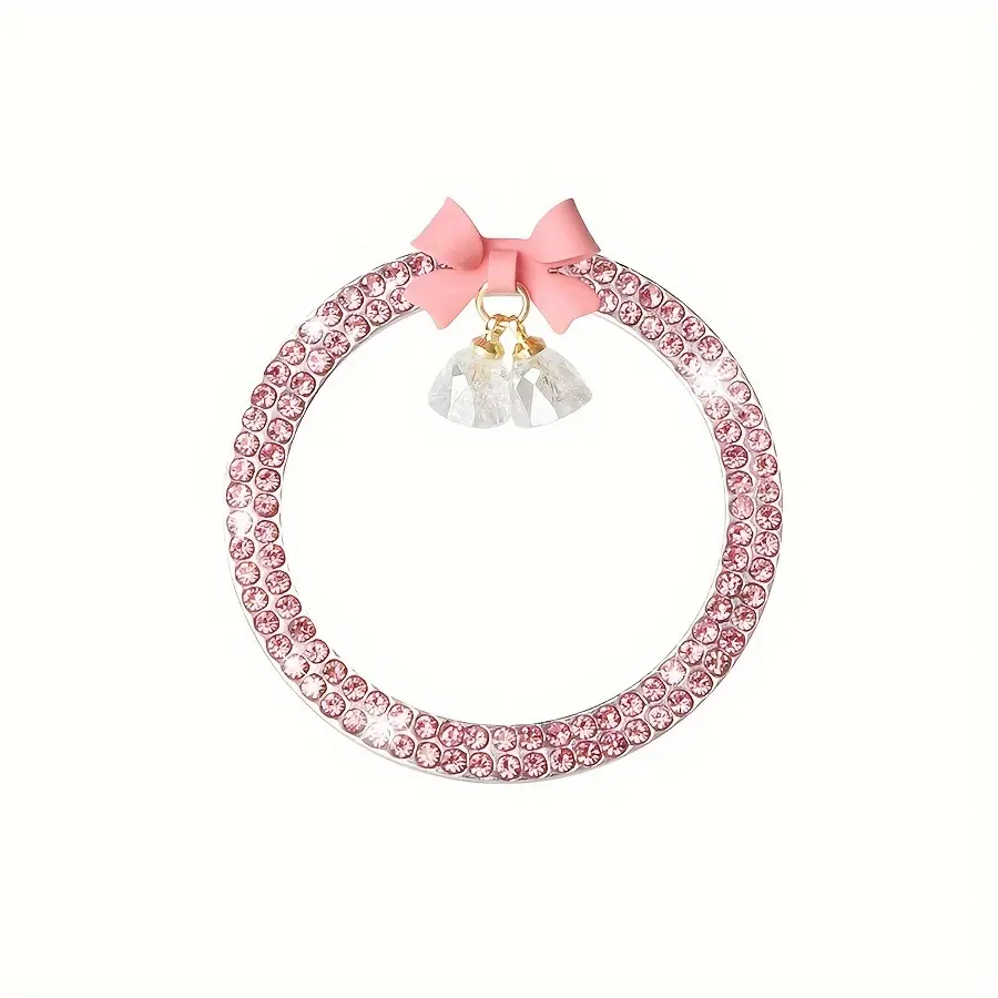 1PC Car one click start decoration sticker interior button inlaid with diamonds