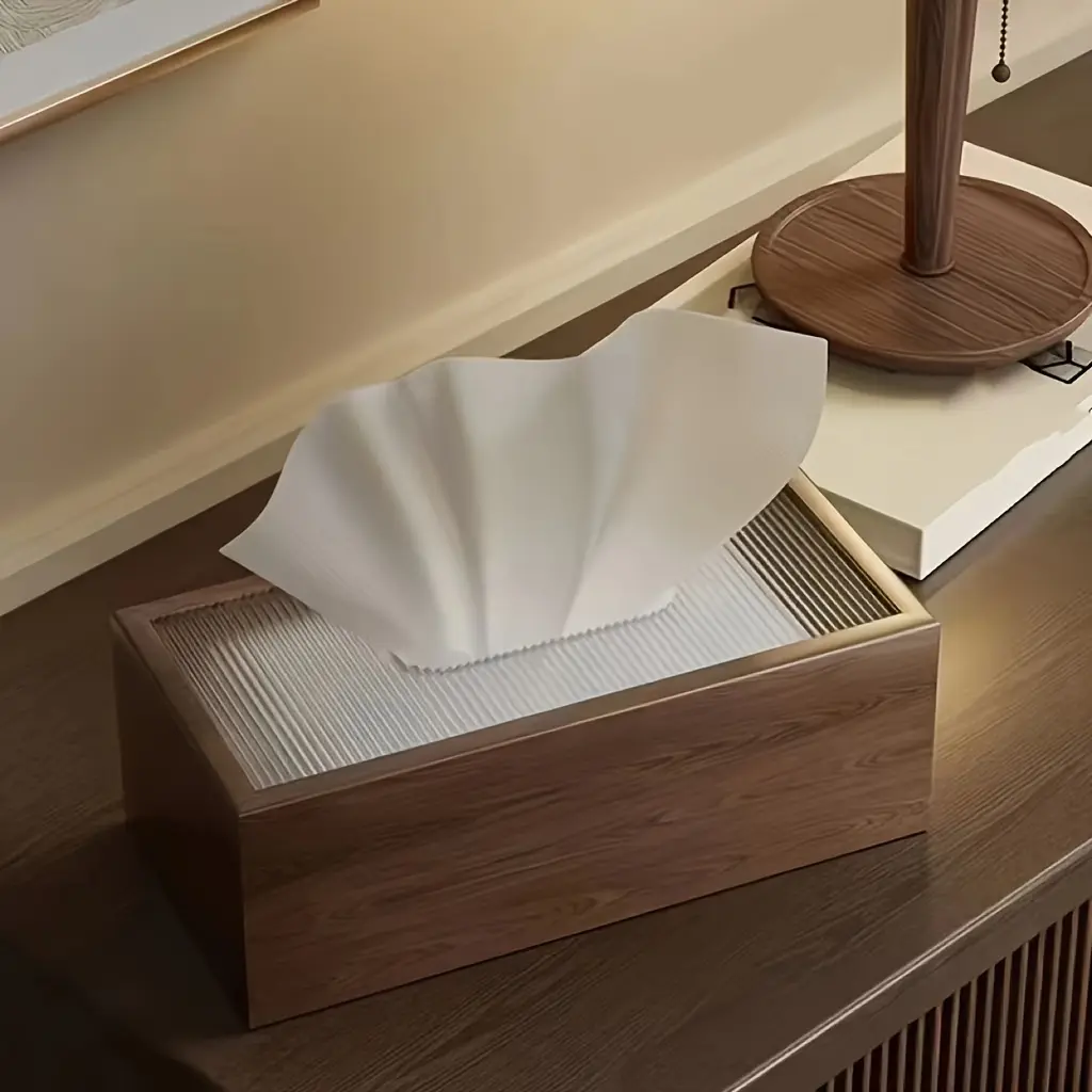 1PC Black walnut patterned wooden tissue box, paper drawer, home tissue box