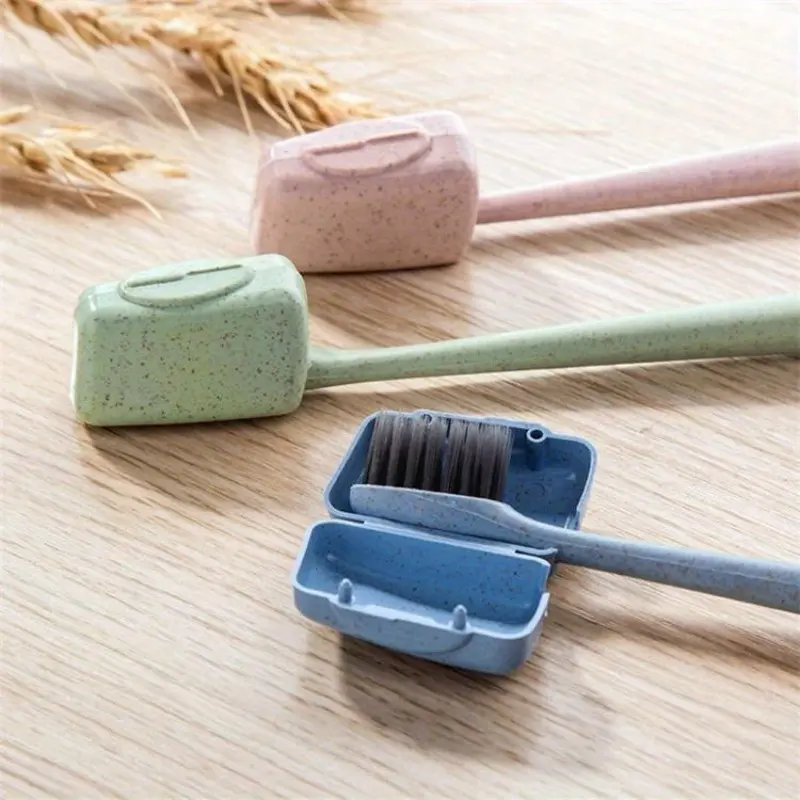 4PCS Travel outdoor toothbrush head cover, brush cover, wheat straw toothbrush protective cover