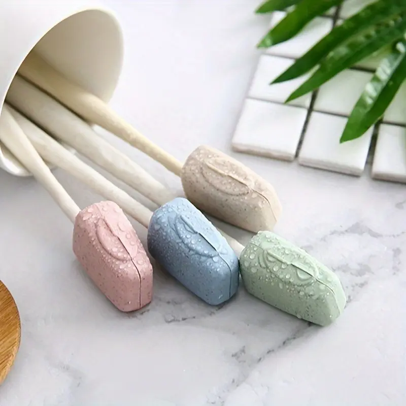 4PCS Travel outdoor toothbrush head cover, brush cover, wheat straw toothbrush protective cover