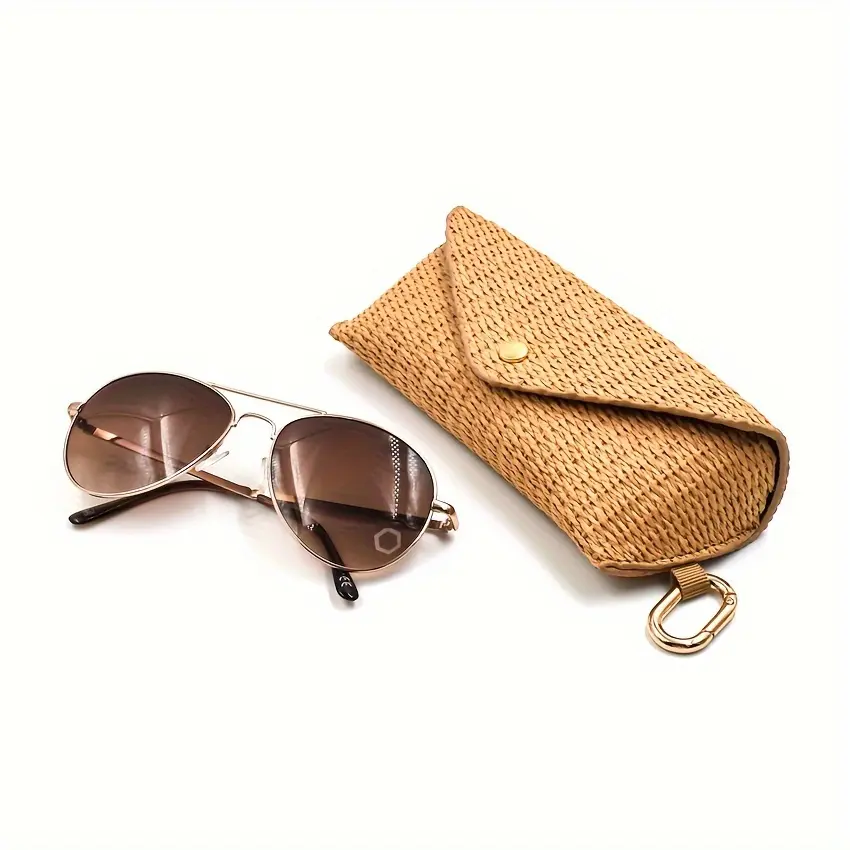 1PC Knitted glasses storage bag, portable travel sunglasses, sunglasses storage box