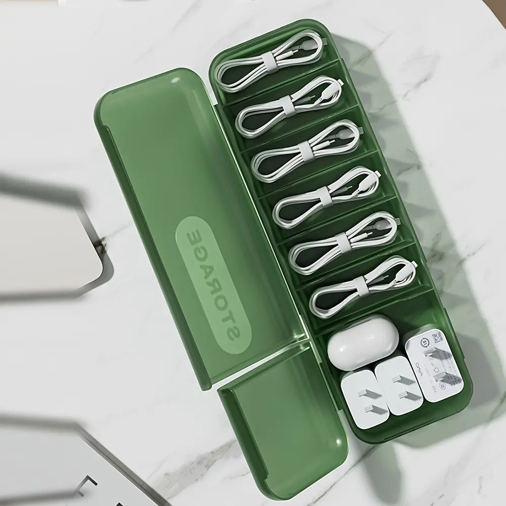 1PC Desktop covered data cable storage box, cable sorting box, headphone power cord sorting tool