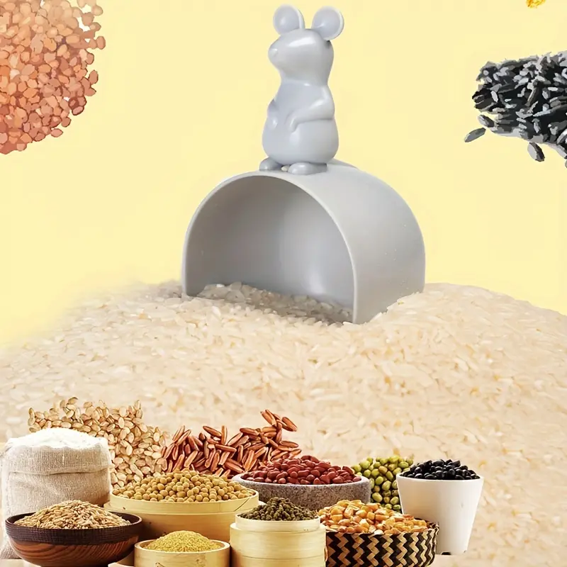 1PC Multi functional rice spoon cartoon mouse handle digging spoon household kitchen small tool plastic rice measuring cup