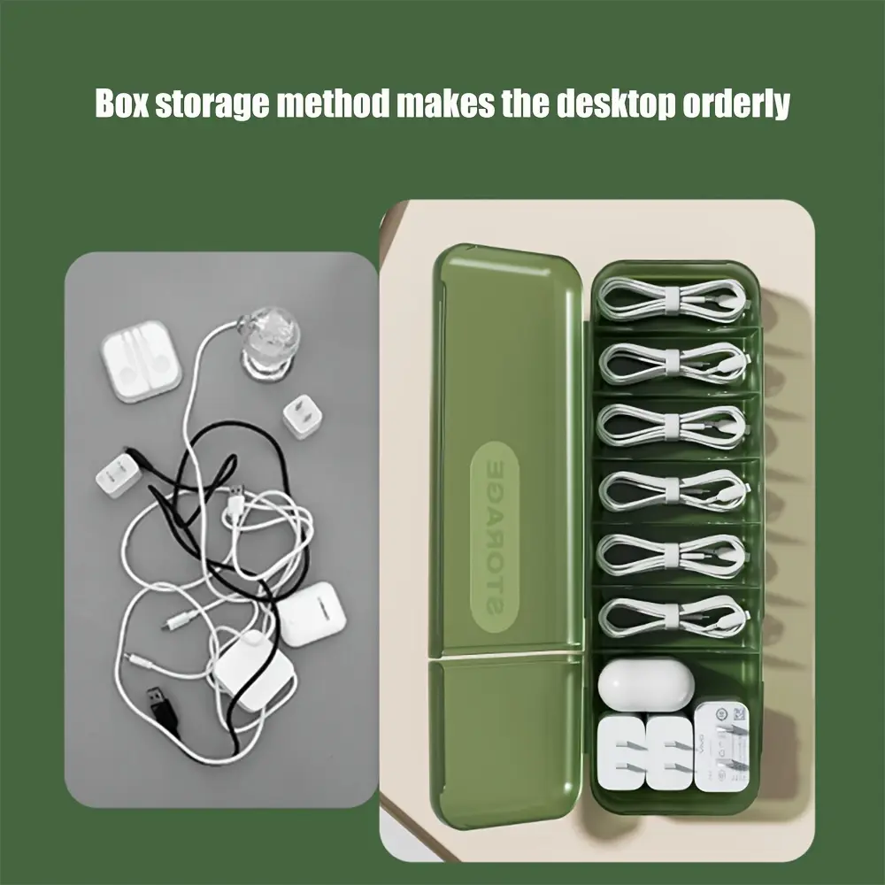 1PC Desktop covered data cable storage box, cable sorting box, headphone power cord sorting tool