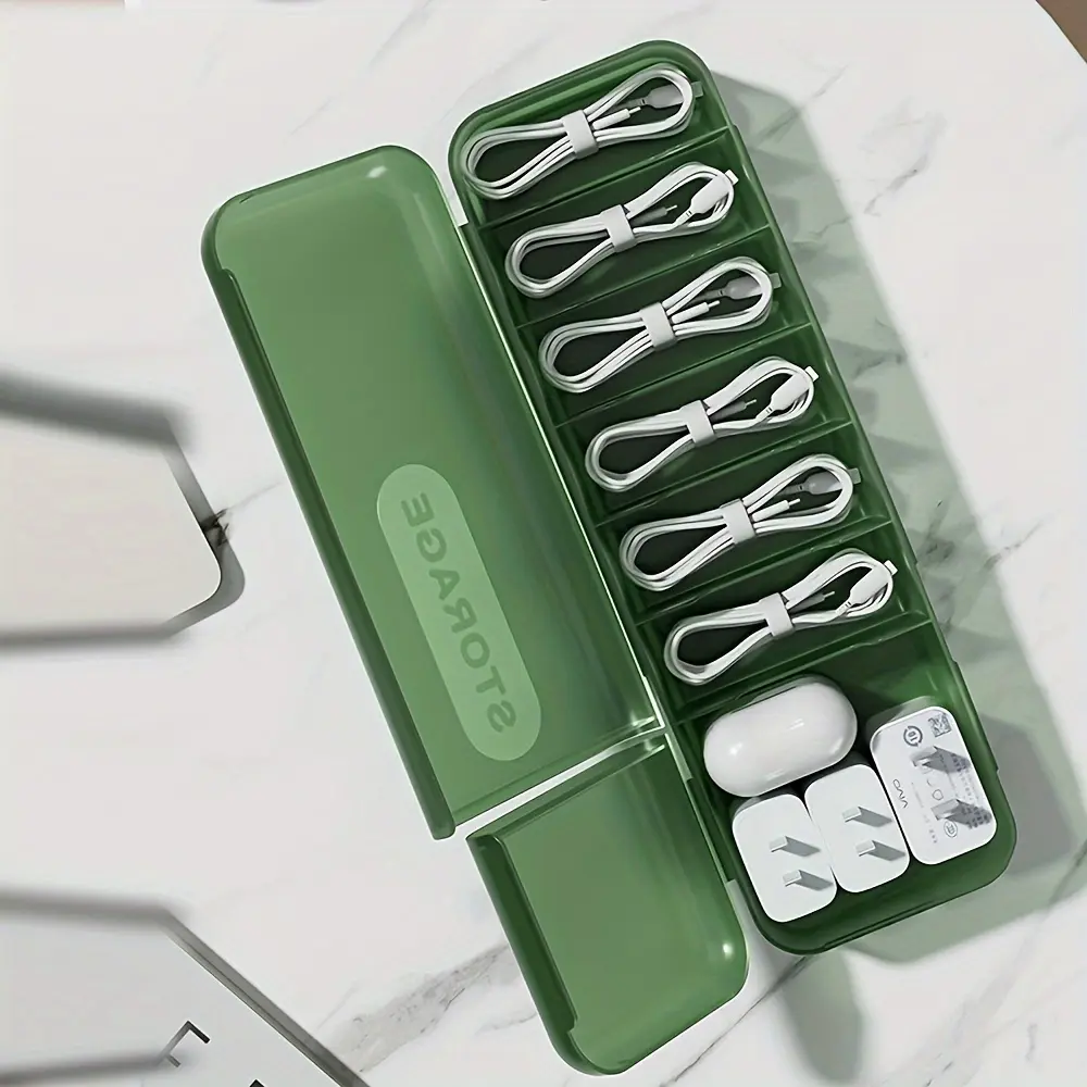 1PC Desktop covered data cable storage box, cable sorting box, headphone power cord sorting tool