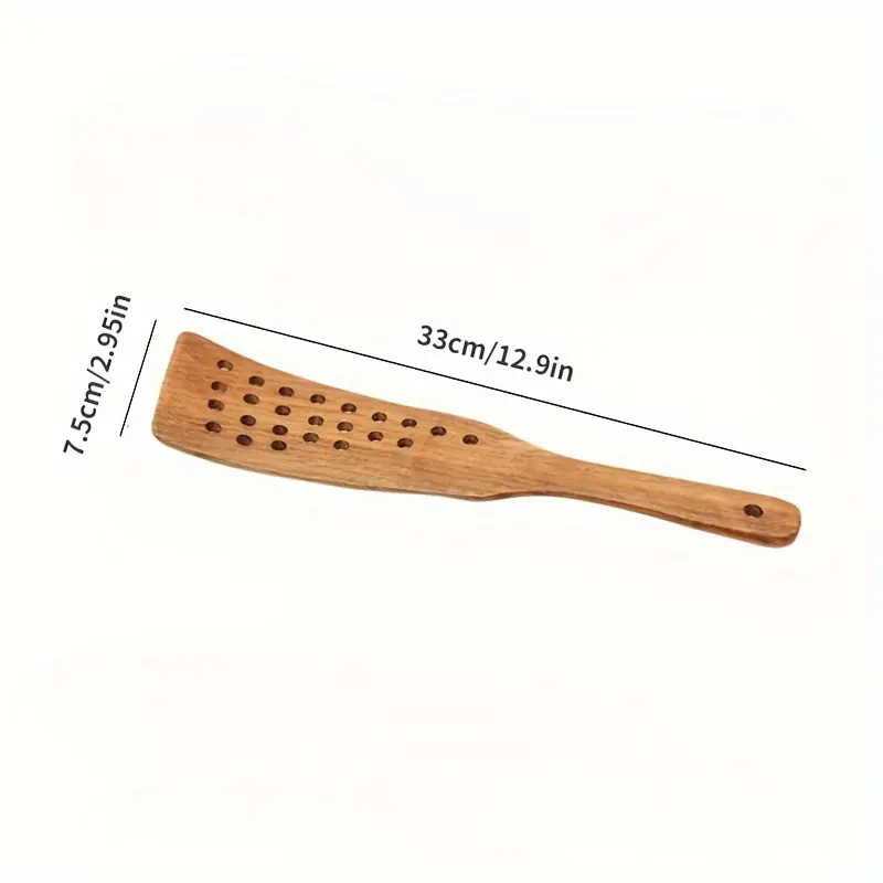 1PC Non stick pan, wooden spatula for stir frying, spatula for frying eggs and steak, 24 hole filter spatula