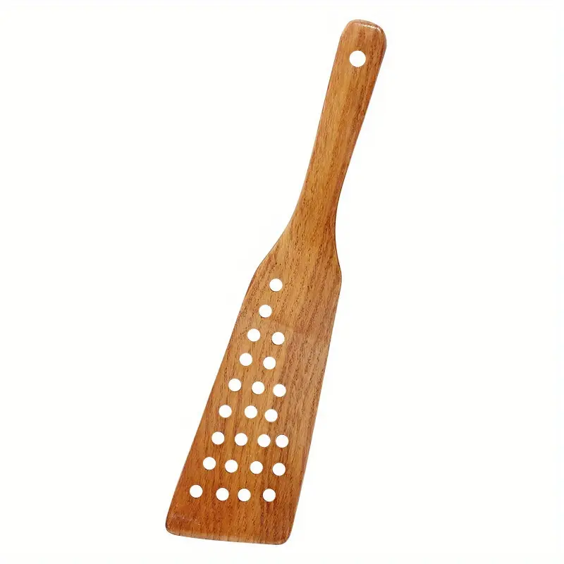 1PC Non stick pan, wooden spatula for stir frying, spatula for frying eggs and steak, 24 hole filter spatula
