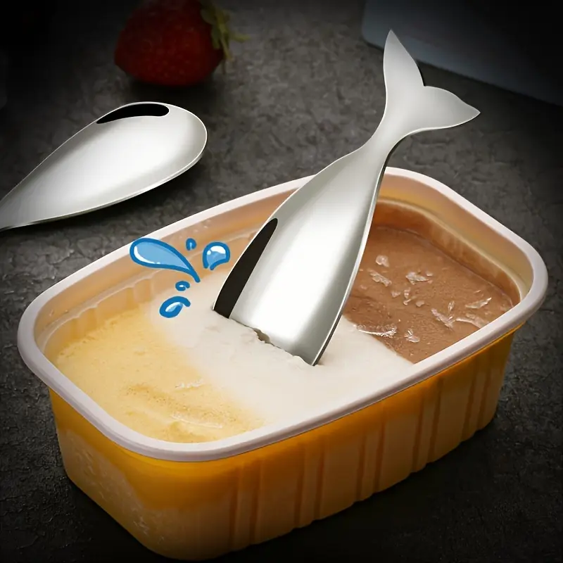 4pcs Whale-shaped durable dessert spoon for ice cream/coffee/tea, giftable