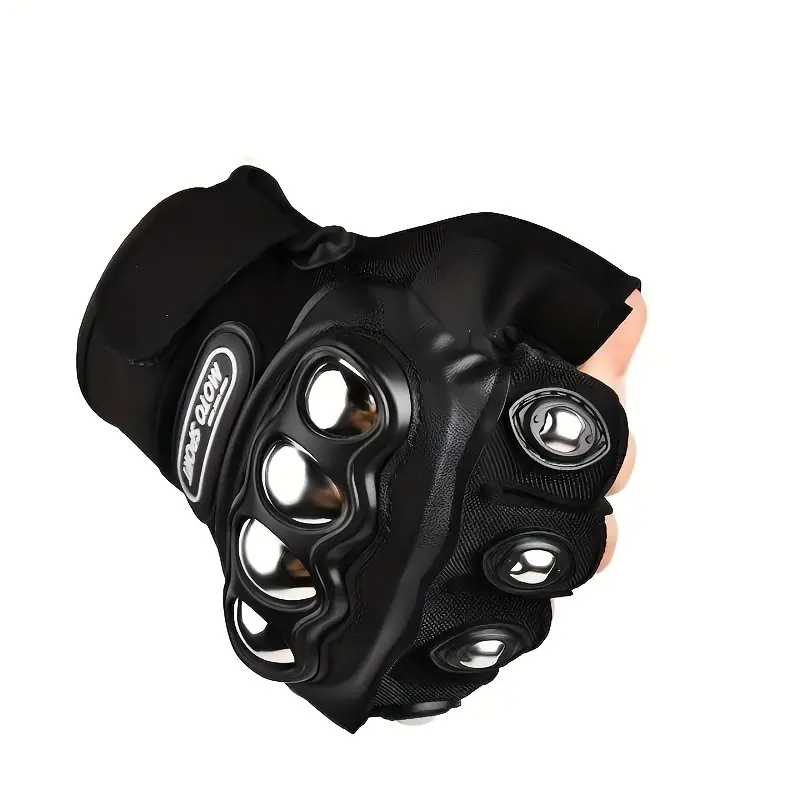 2pcs Black Outdoor Knuckle Motorcycle Power Sports Gloves