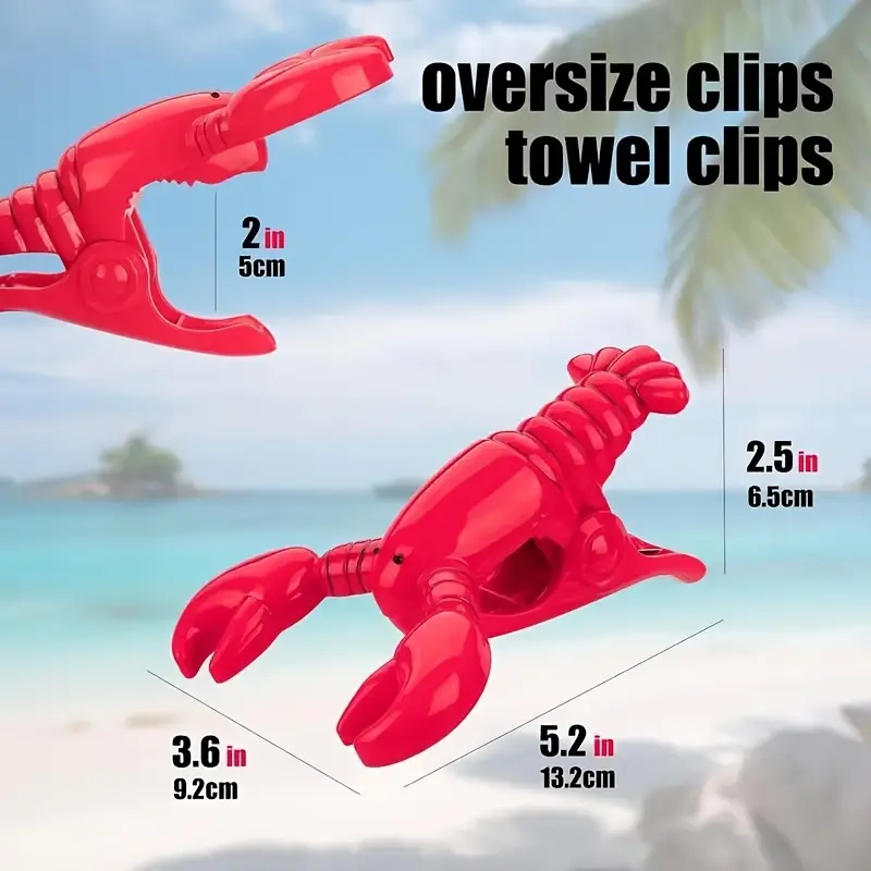 4pcs Red Lobster Clip, Beach Towel Clip, Multi-Purpose Clothespin