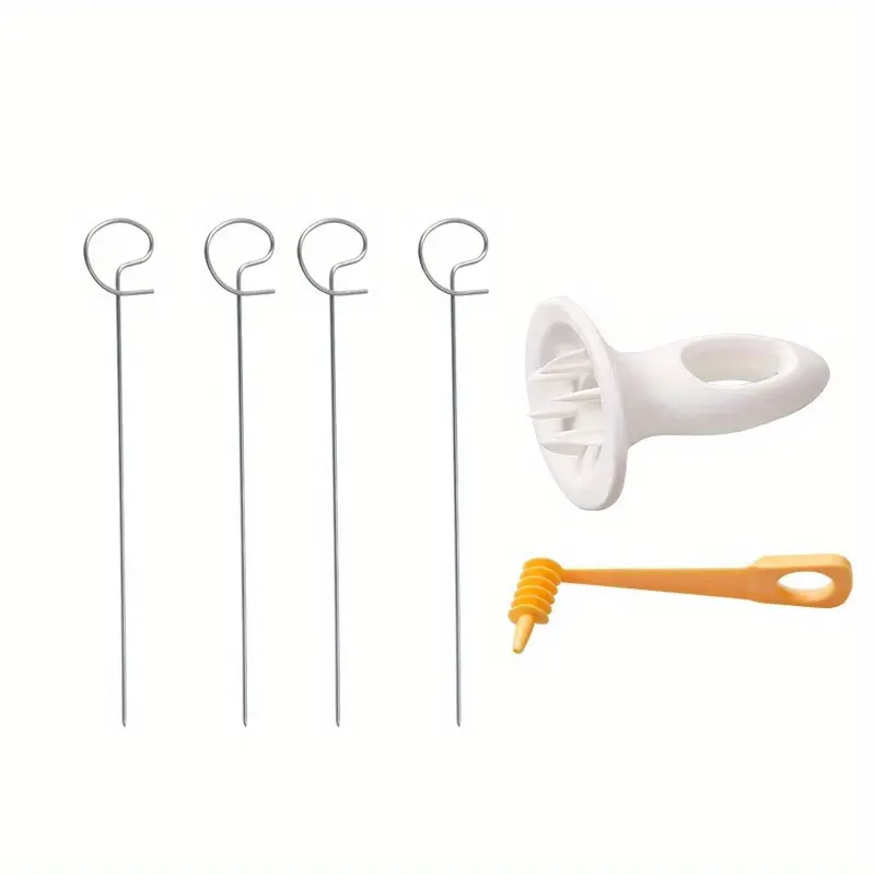 6pcs Campfire Potato Skewers: Portable Manual Spiral Slicer and Potato Chip Making Set