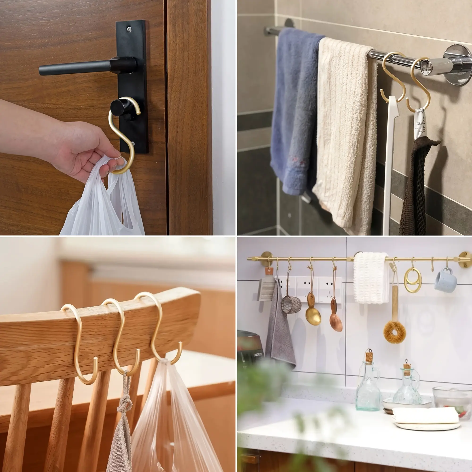 6pcs S-shaped hook for kitchen, bathroom, multi-purpose storage hook used for hanging