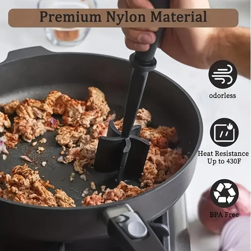 1pc Heat-resistant Meat Mincer with Anti-Slip Handle, Multi-functional Burger Beef Grinder