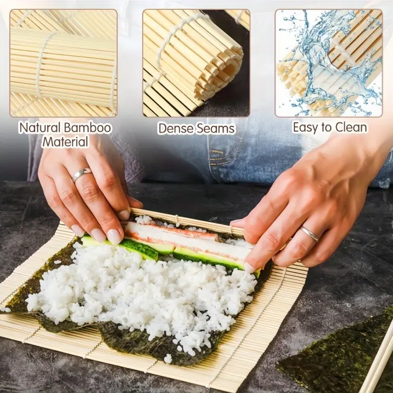 2pcs Advanced Bamboo Sushi Roller - Non-Stick, Easy to Use DIY Sushi Making Mat