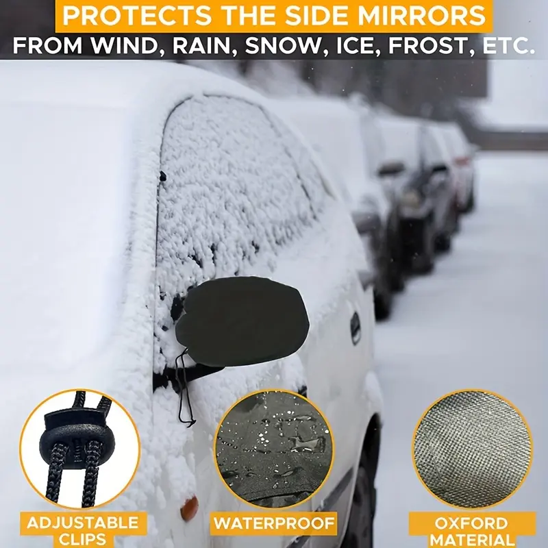2pcs Car Side Mirror Cover - Universal Windshield Snow Ice Rain Frost Protection Device