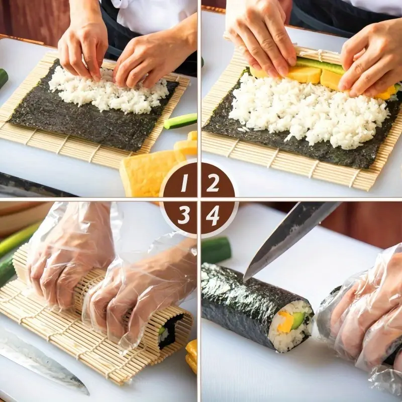 2pcs Advanced Bamboo Sushi Roller - Non-Stick, Easy to Use DIY Sushi Making Mat