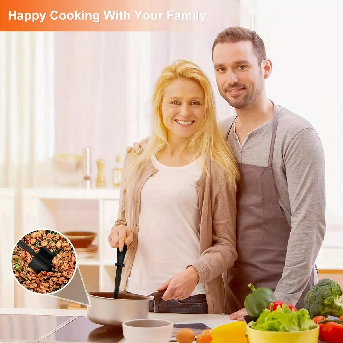 1pc Heat-resistant Meat Mincer with Anti-Slip Handle, Multi-functional Burger Beef Grinder