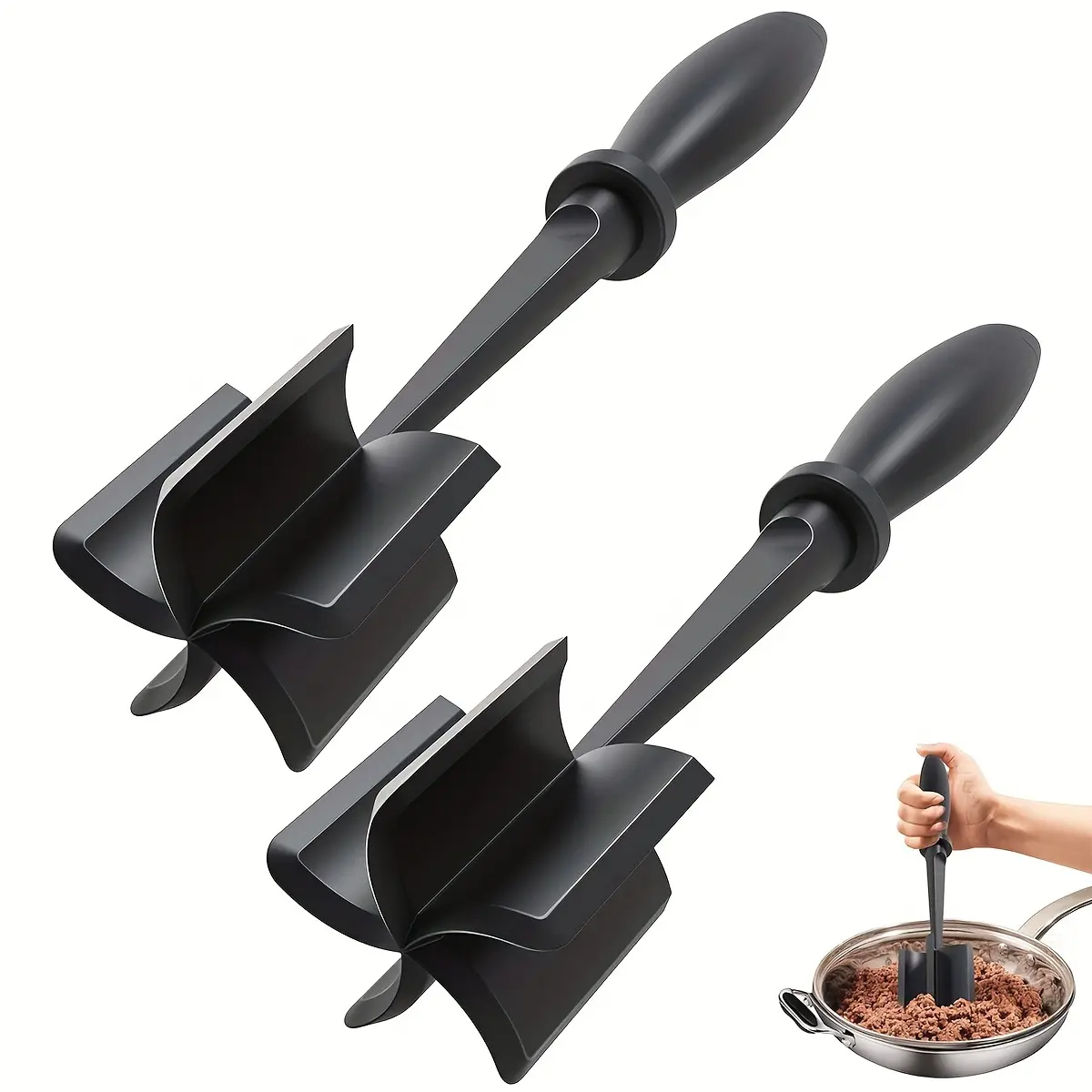 1pc Heat-resistant Meat Mincer with Anti-Slip Handle, Multi-functional Burger Beef Grinder