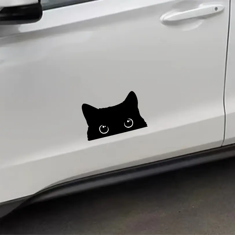 1PC Cartoon Fun Black Cat Car Stickers Body Bumper Scratches Covering Decorative Stickers