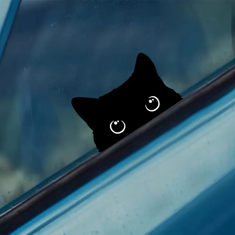 1PC Cartoon Fun Black Cat Car Stickers Body Bumper Scratches Covering Decorative Stickers