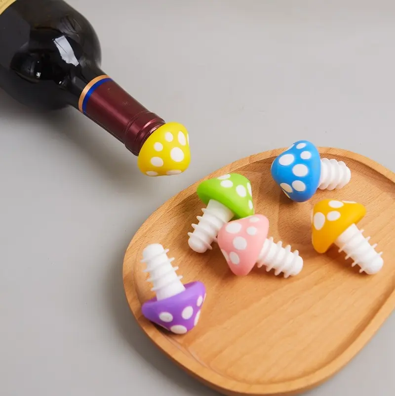 2pcs Holiday Mushroom Wine Bottle Stopper - Kitchen Gadget for Bottles
