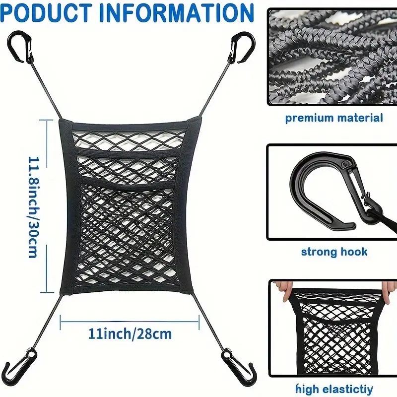 1pc Three layer storage mesh pockets between car seats, car protection, isolation, elastic barrier net