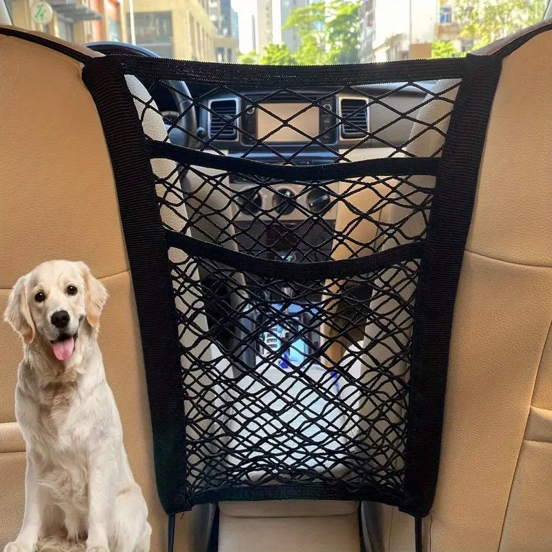 1pc Three layer storage mesh pockets between car seats, car protection, isolation, elastic barrier net