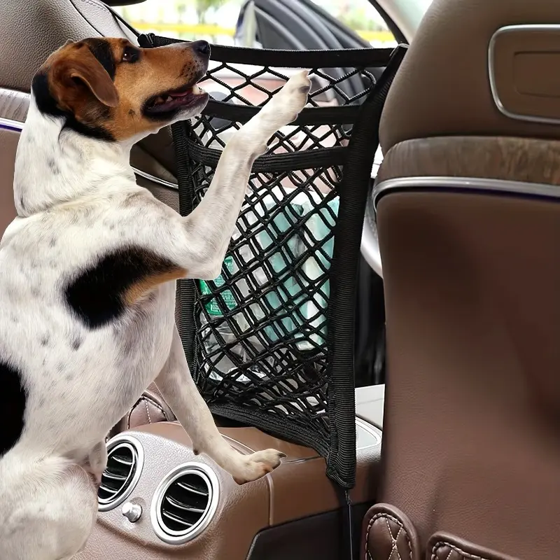 1pc Three layer storage mesh pockets between car seats, car protection, isolation, elastic barrier net