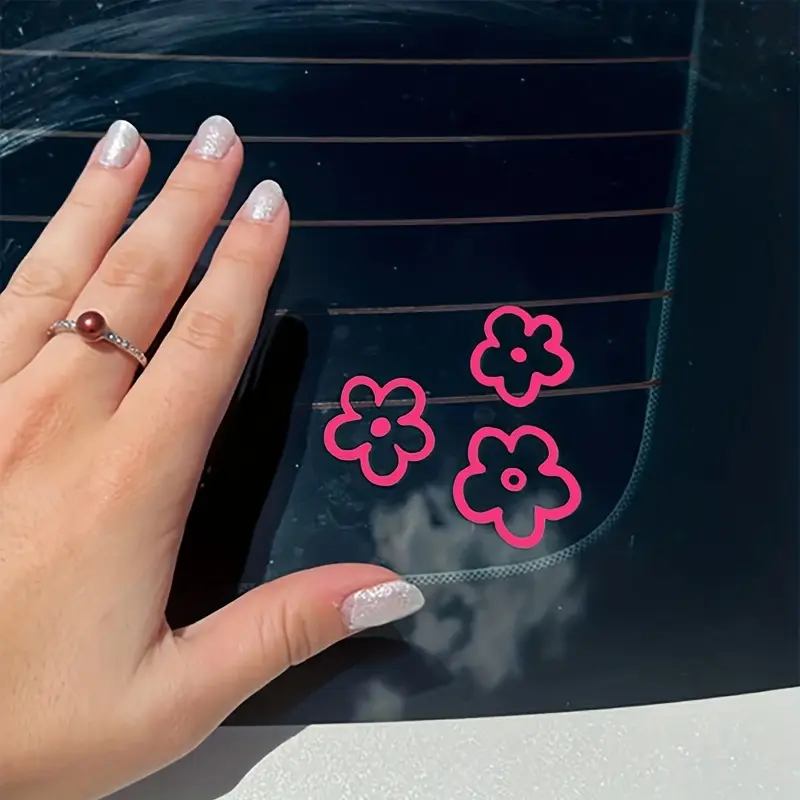 3PCS Flower design car mirror bumper decoration stickers and sticker accessories