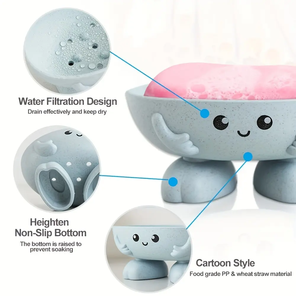 1pc Creative and cute soap dish, drainage soap tray, cartoon soap holder, bathroom soap stand.