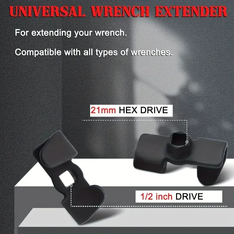 1pc Universal Automotive Wrench Extender Adaptor With 1/2 Inch Or 21mm Hex Drive For Garages, Repair Shops, And DIY, Extendable