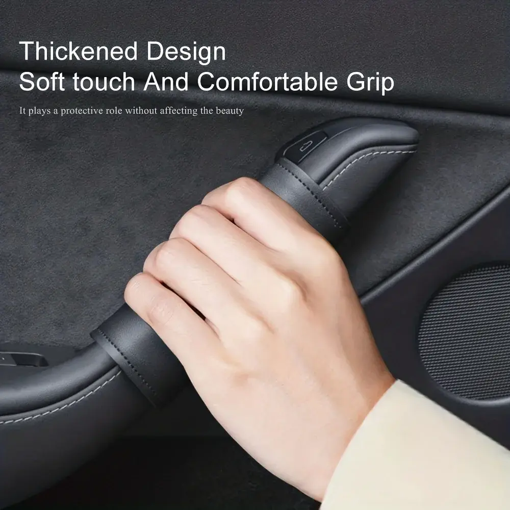 4pcs/set Door Inner Handle Protector Cover Leather For Tesla Model 3/Y 2022 Car Interior Accessories Auto Parts 2021 2020