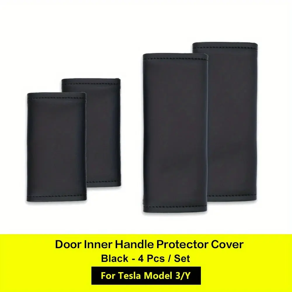 4pcs/set Door Inner Handle Protector Cover Leather For Tesla Model 3/Y 2022 Car Interior Accessories Auto Parts 2021 2020