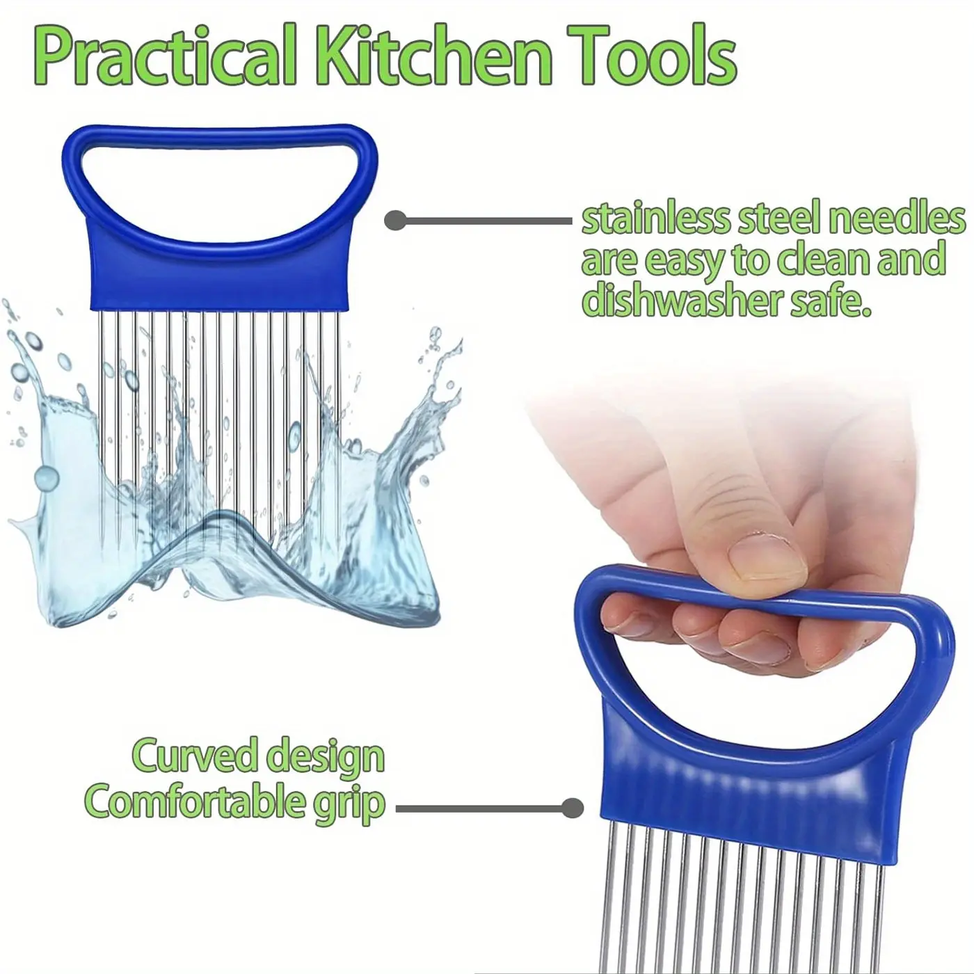 1PC Stainless steel onion tenderizer, fruit and vegetable slicing and fixing device, kitchen multifunctional tool